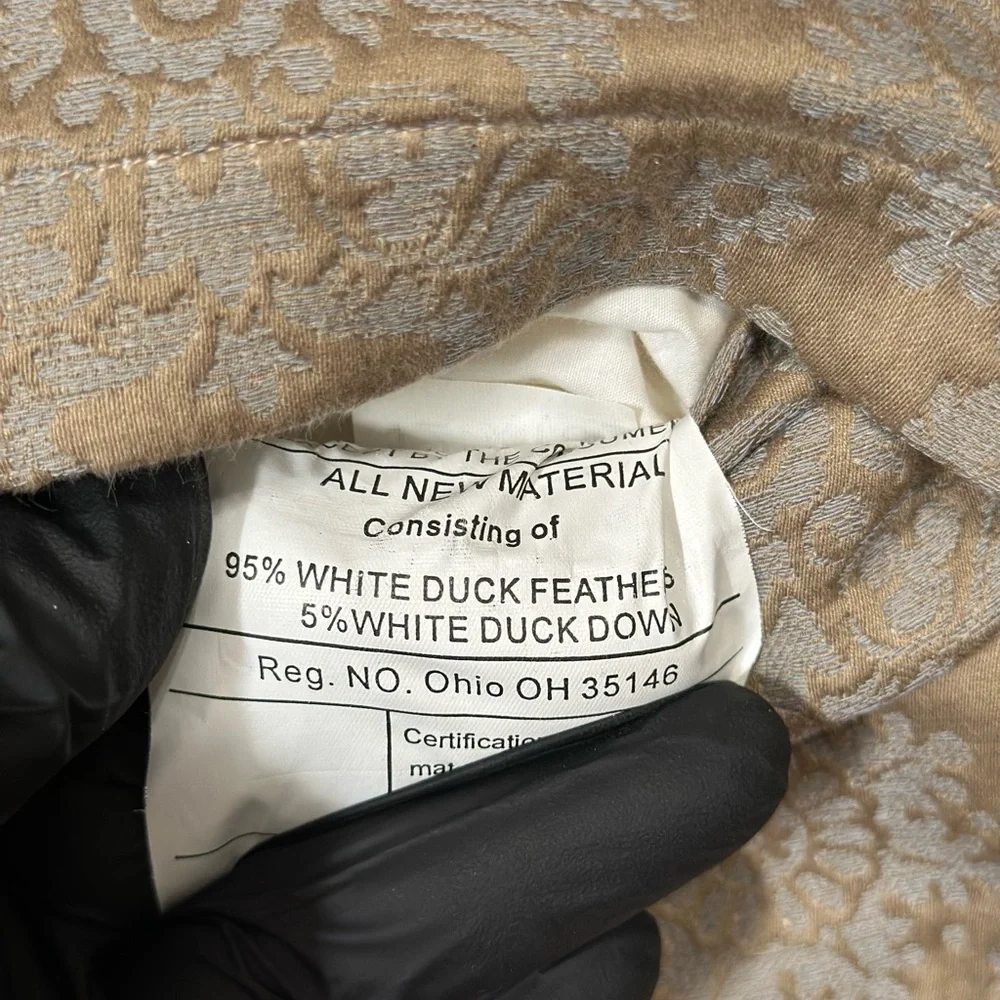 SFERRA Bros Egyptian Cotton Pillow Sham and Duck Down Feathers Tan & Grayish
